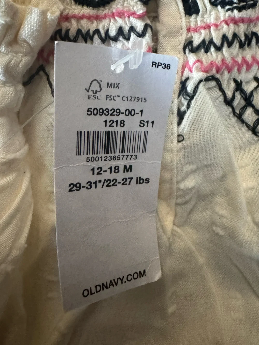 NWT Old Navy Baby Girl Embroidered Bubble Romper – 12-18M